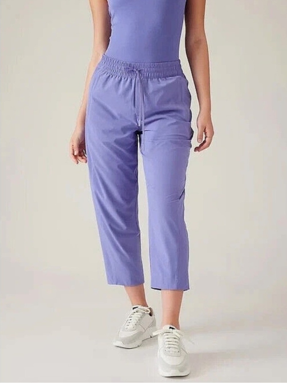 Athleta Arrival Pant Dark Adonis Blue Purple Cropped Straight Leg Travel Size 8